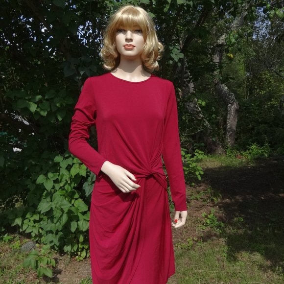 Cranberry Stretch Twist Dress H by Halston NWOT - Picture 2 of 6